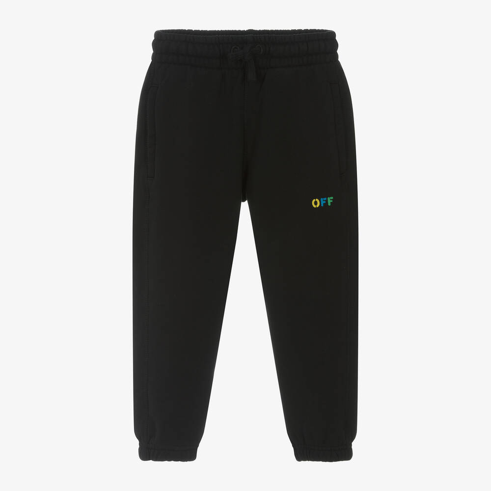 Off-White - Boys Black Cotton Joggers | Childrensalon