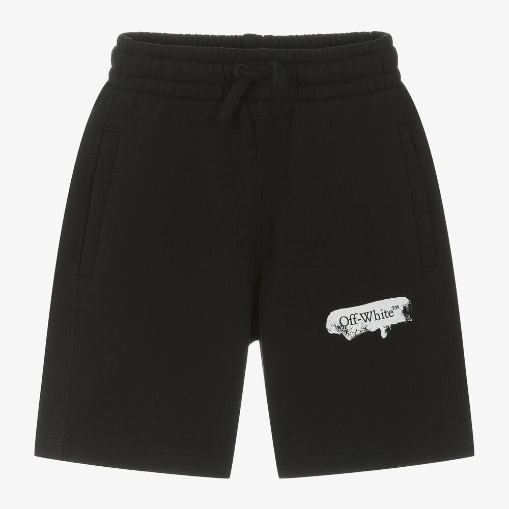 Off-White - Boys Black Cotton Shorts | Childrensalon