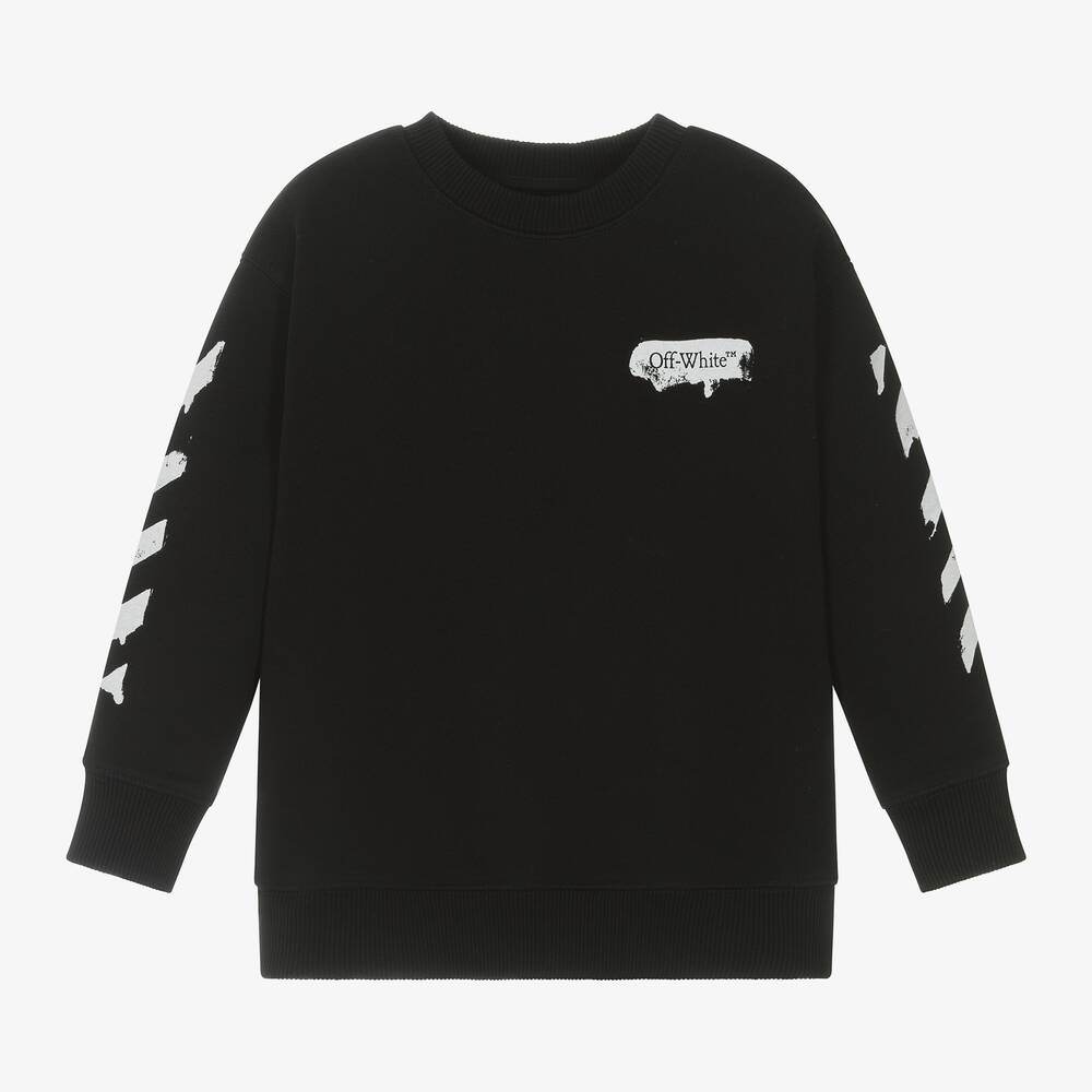 Off-White - Boys Black Cotton Sweatshirt | Childrensalon