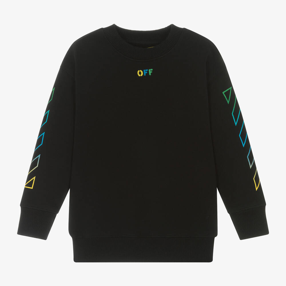 Off-White - Boys Black Cotton Sweatshirt | Childrensalon