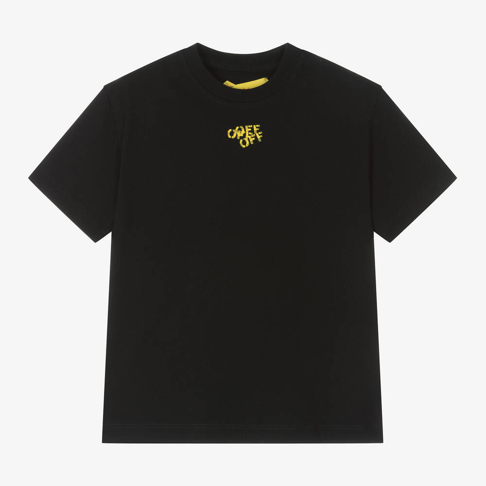 Off-White - T-shirt noir en coton garçon  | Childrensalon