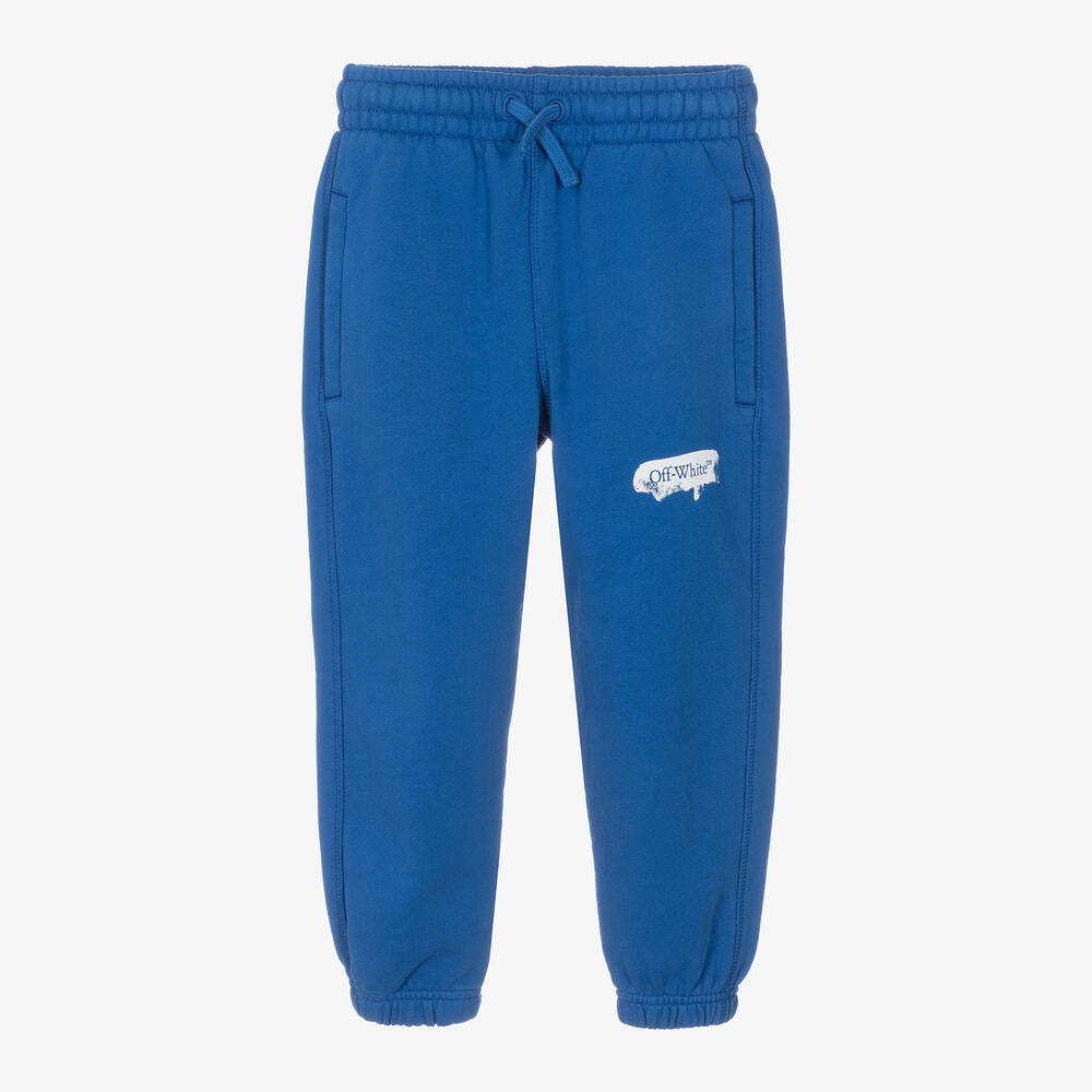 Off-White - Boys Blue Diagonals Cotton Joggers | Childrensalon