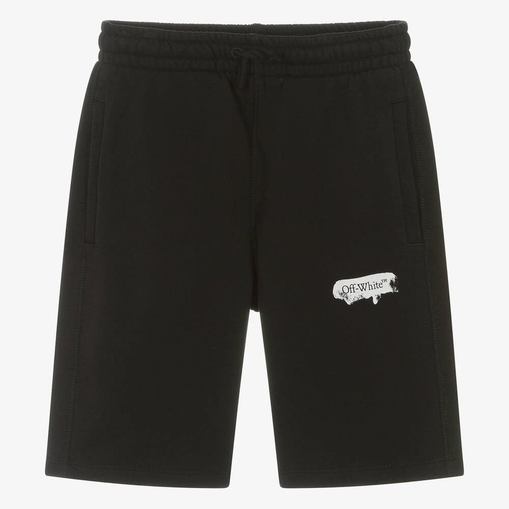 Off-White - Teen Boys Black Cotton Shorts | Childrensalon