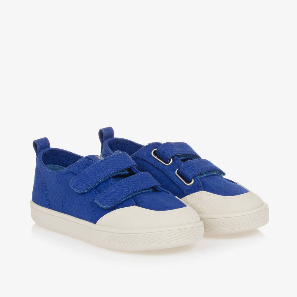 Old Soles - Blue Canvas Velcro Trainers | Childrensalon