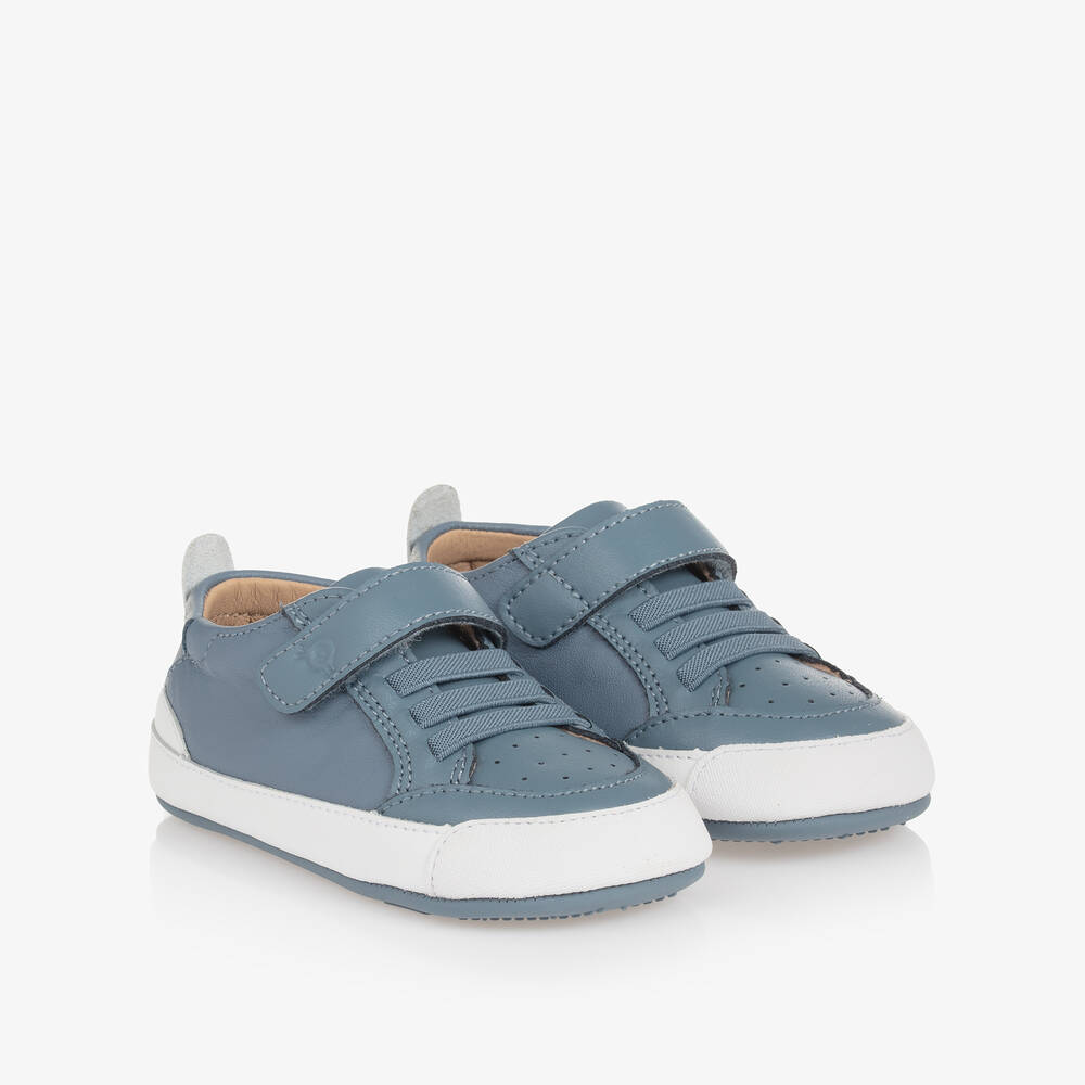 Old Soles - Boys Blue Leather First Walker Shoes | Childrensalon