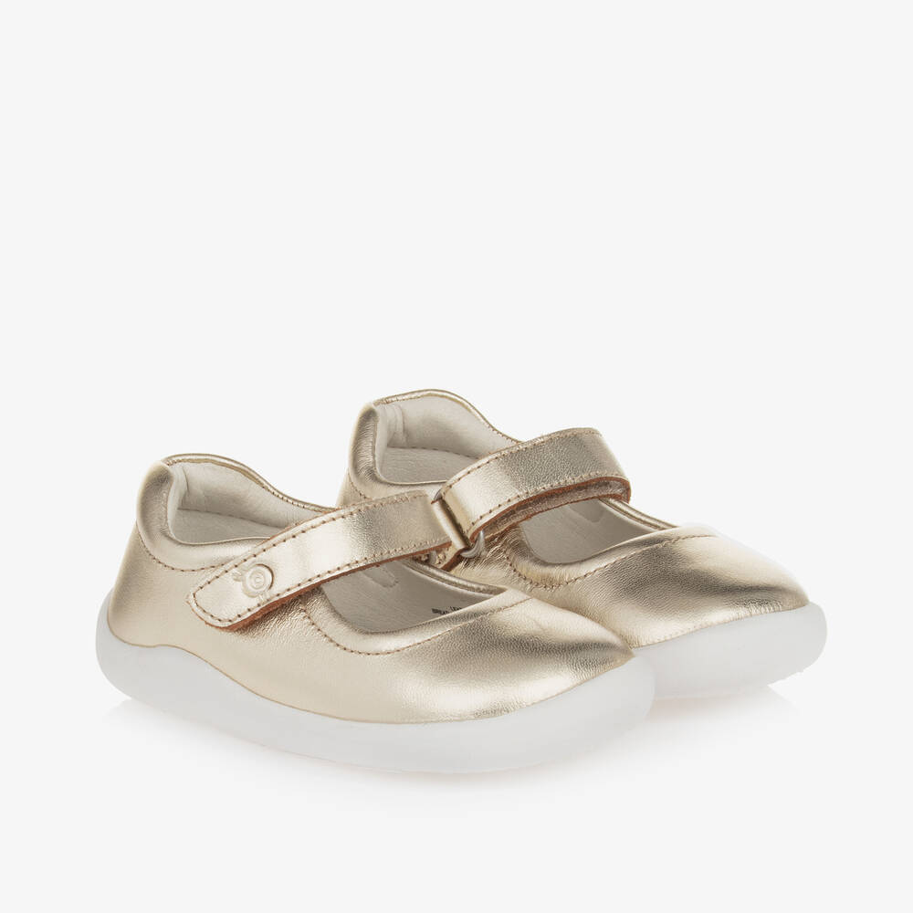 Old Soles - Girls Gold Leather First Walker Shoes | Childrensalon