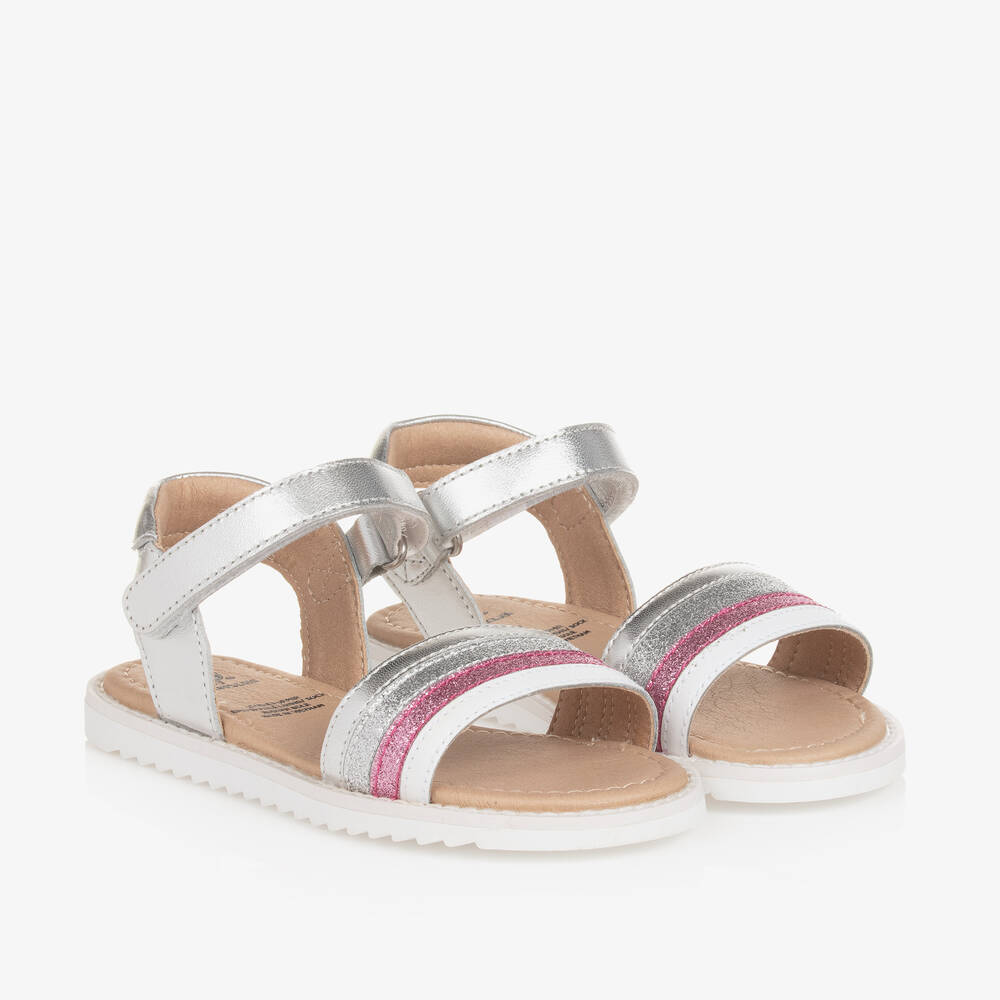 Old Soles - Girls Silver Leather Velcro Sandals | Childrensalon