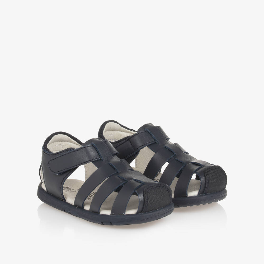 Old Soles - Navy Blue Leather First Walker Sandals | Childrensalon