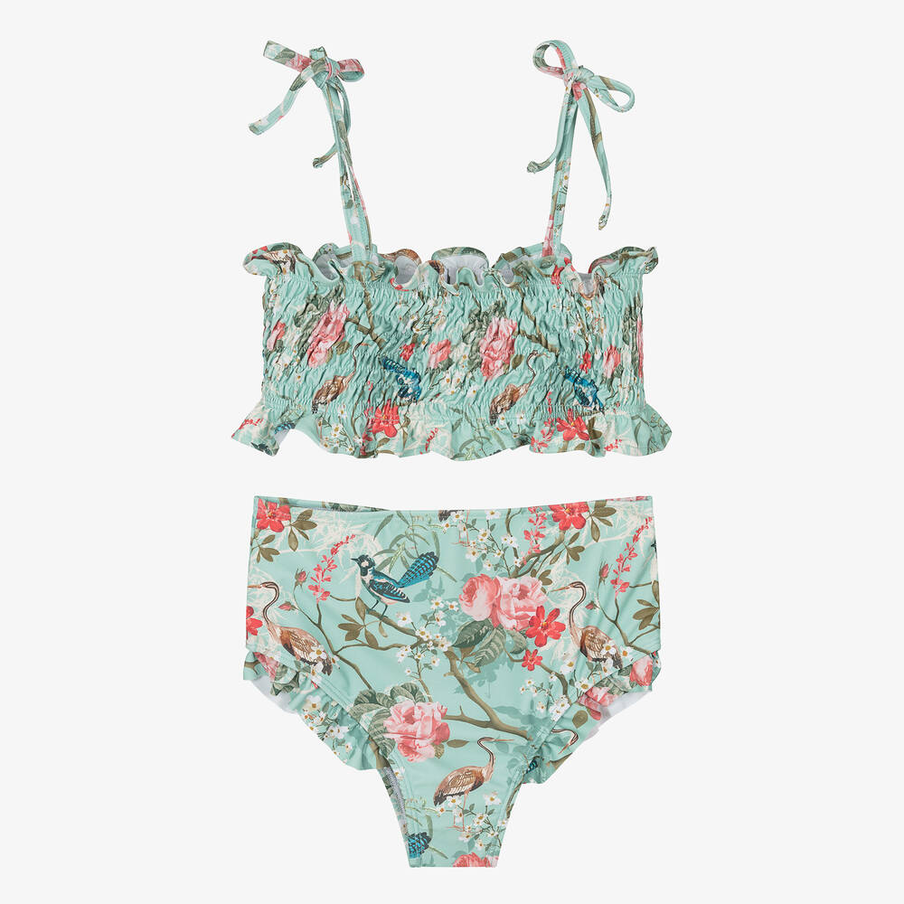 Olga Valentine - Teen Girls Green Floral Bikini (UPF50+) | Childrensalon