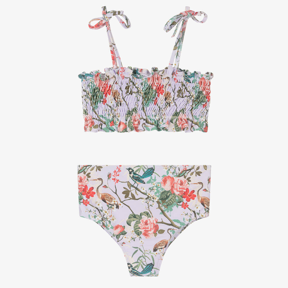 Olga Valentine - Teen Girls Purple Floral Bikini (UPF50+) | Childrensalon