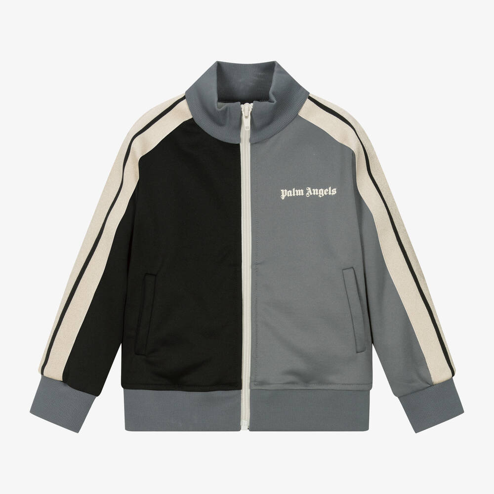 Palm Angels - Boys Black & Grey Two-Tone Track Top | Childrensalon