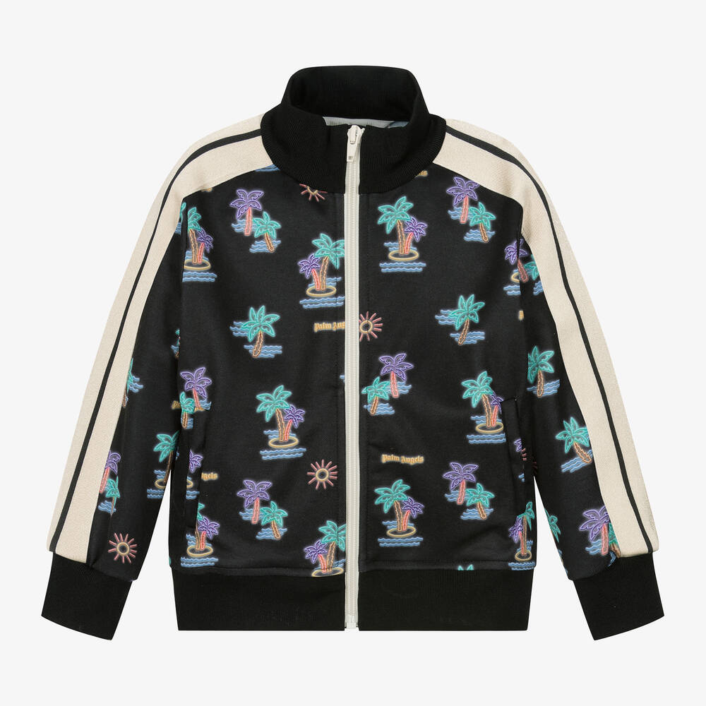 Palm Angels - Boys Black Palm Tree Print Track Top | Childrensalon