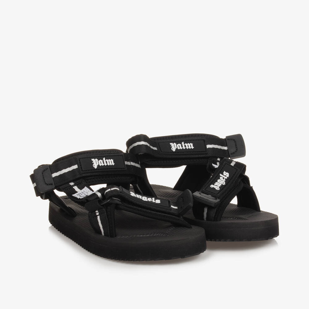 Palm Angels - Boys Black Velcro Strap Sandals | Childrensalon