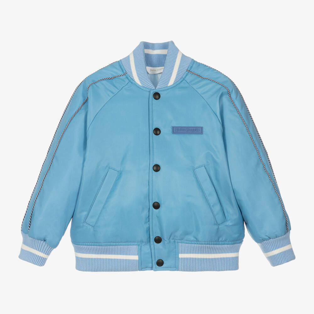 Palm Angels - Boys Blue Flame Print Bomber Jacket | Childrensalon