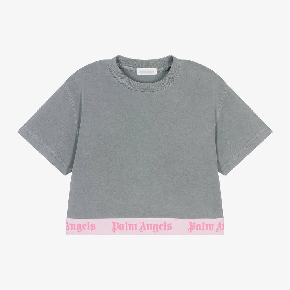 Palm Angels - Haut gris en coton fille | Childrensalon