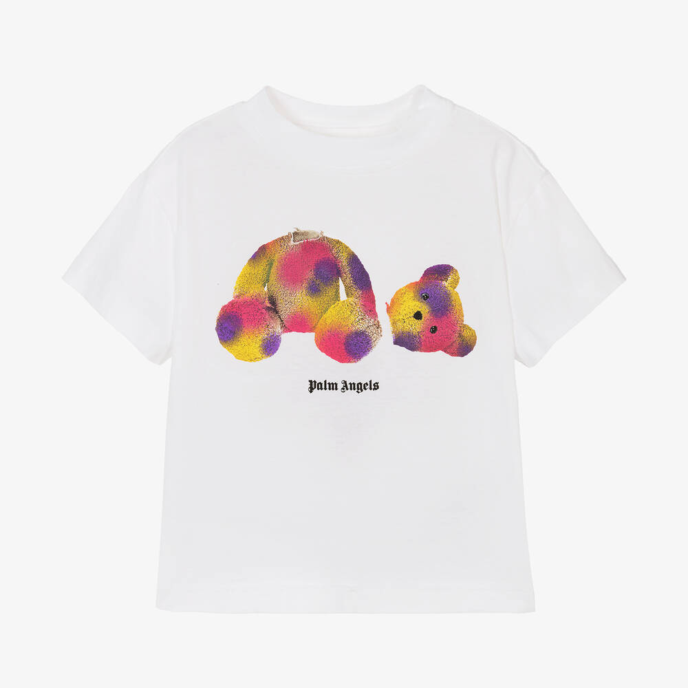 Palm Angels - Girls White Organic Cotton Bear T-Shirt