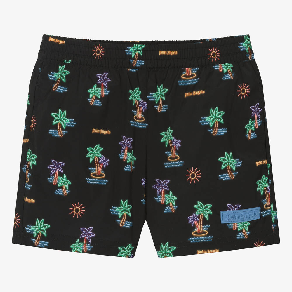 Palm Angels - Teen Black Palm Print Swim Shorts | Childrensalon