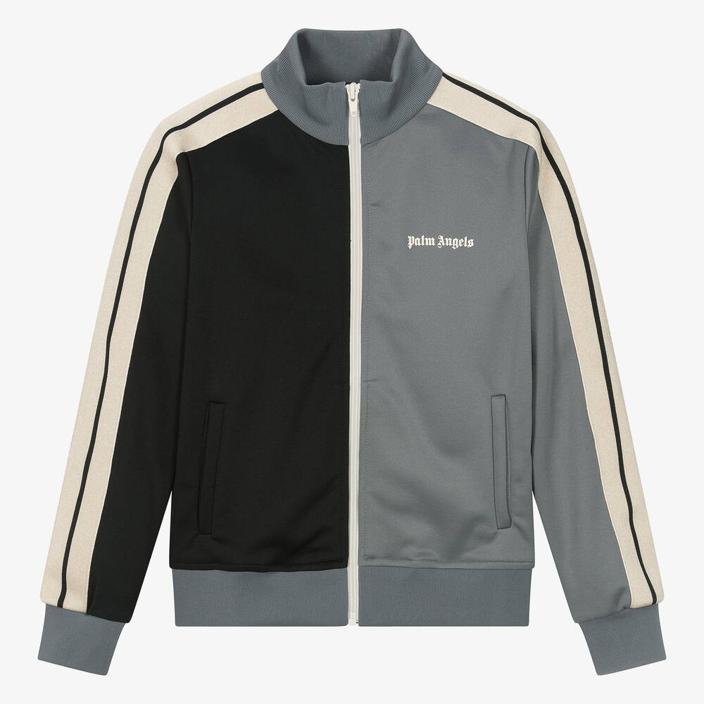 Palm Angels - Teen Boys Black & Grey Two-Tone Track Top | Childrensalon