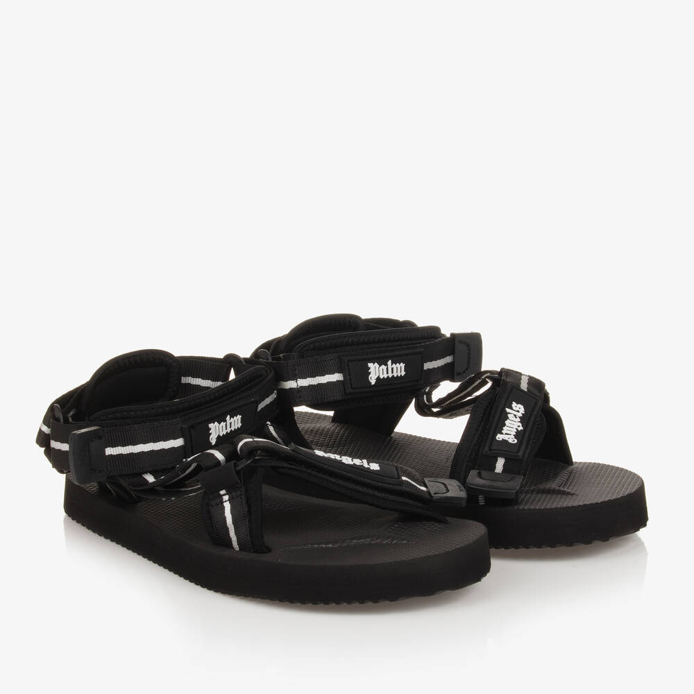 Palm Angels - Teen Boys Black Velcro Strap Sandals | Childrensalon