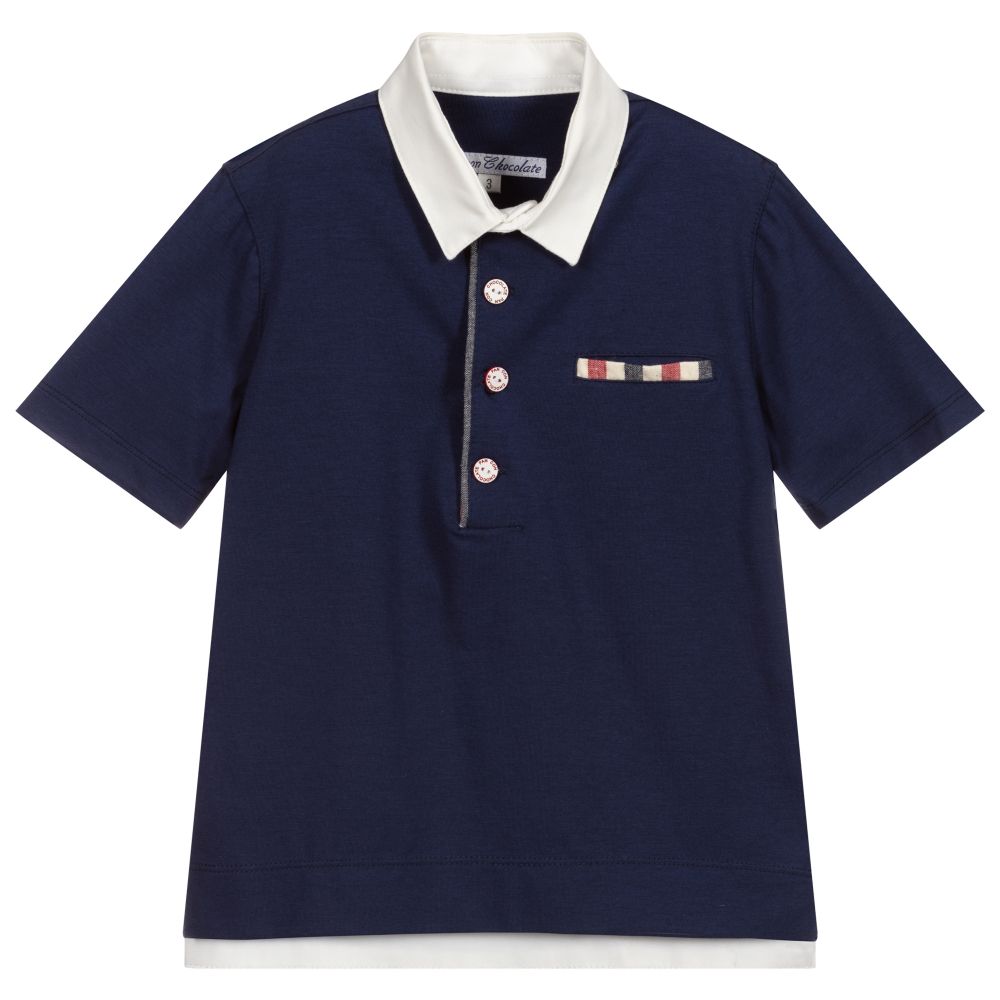 Pan Con Chocolate - Blue Cotton Polo Shirt | Childrensalon Outlet