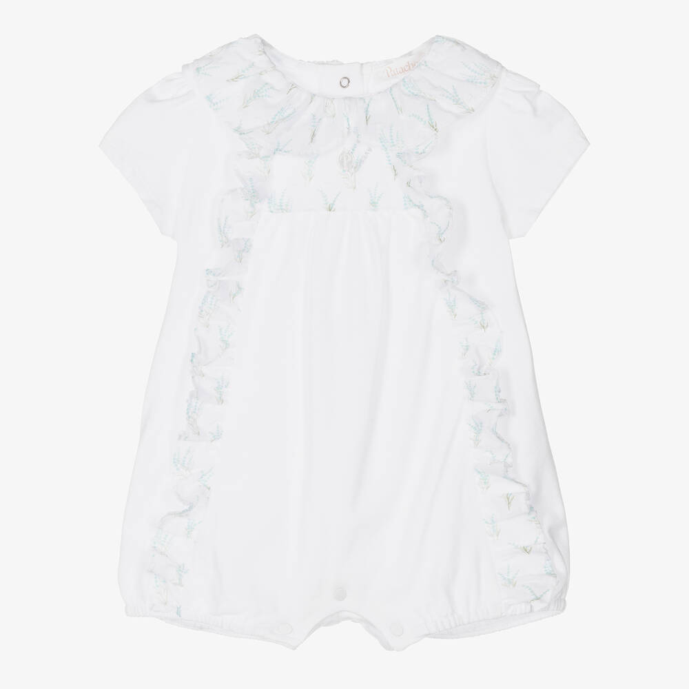 Patachou - Baby Girls White Frilly Cotton Shortie | Childrensalon