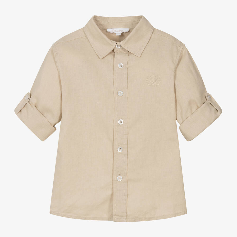 Patachou - Boys Beige Linen & Cotton Shirt | Childrensalon