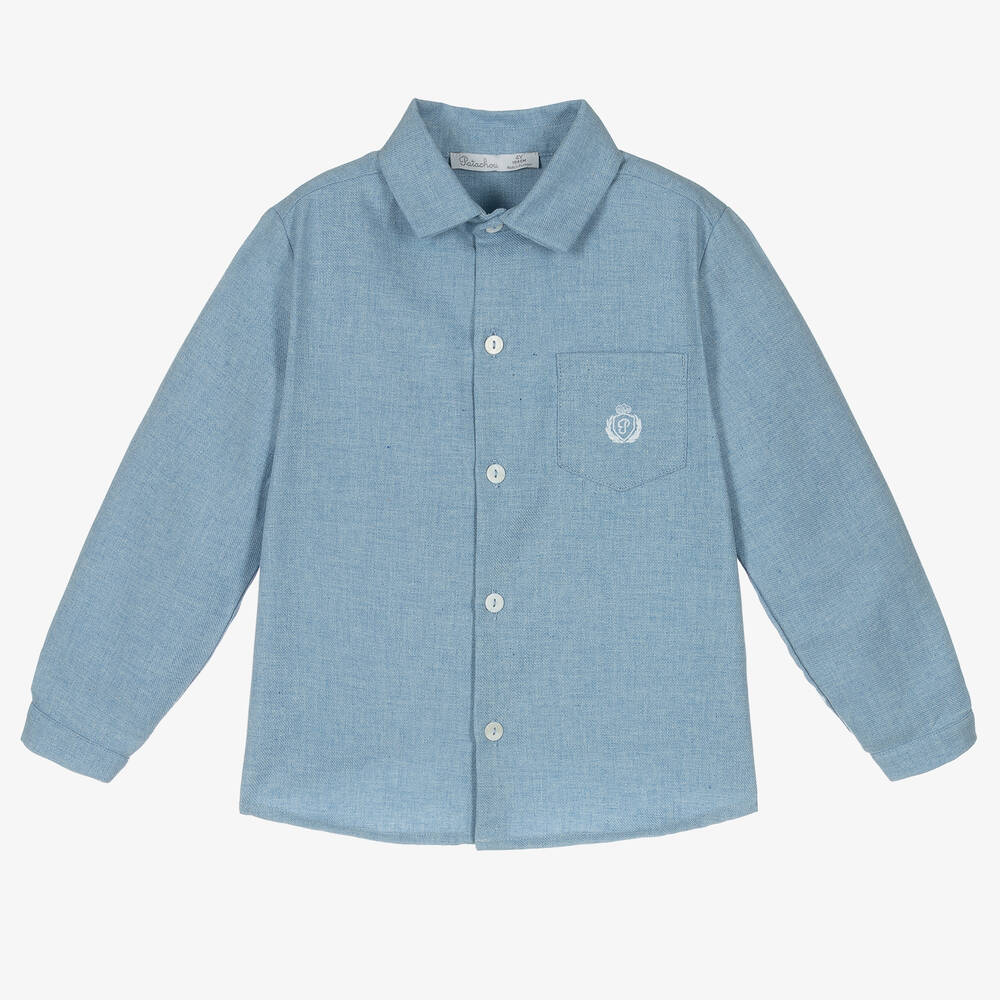 Patachou - Boys Blue Cotton Flannel Shirt | Childrensalon Outlet