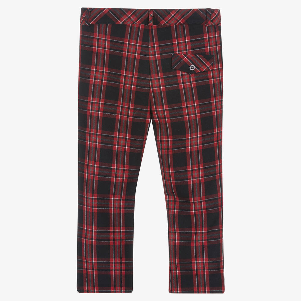 Noisy May Tall knitted slim trousers in red tartan check | ASOS