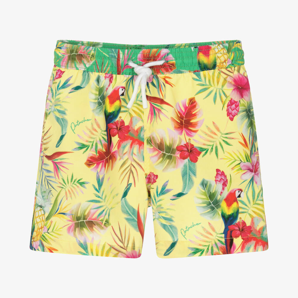 Patachou - Short de bain jaune tropical UVP50 | Childrensalon