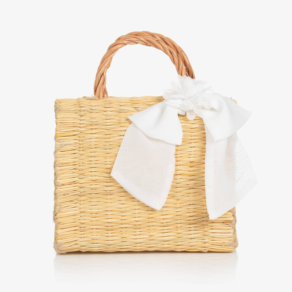 Patachou - Girls Beige Straw Bag (22cm) | Childrensalon