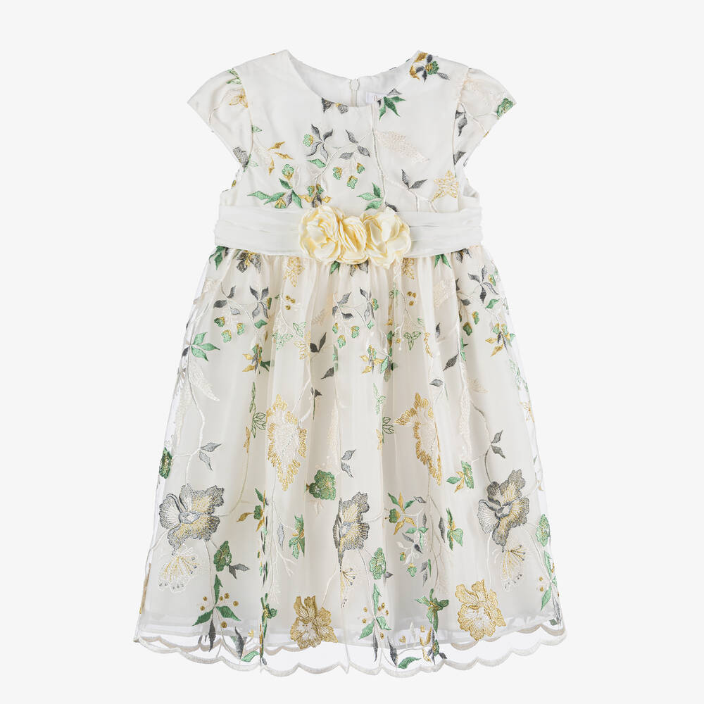 Patachou - Robe ivoire brodée à fleurs fille | Childrensalon