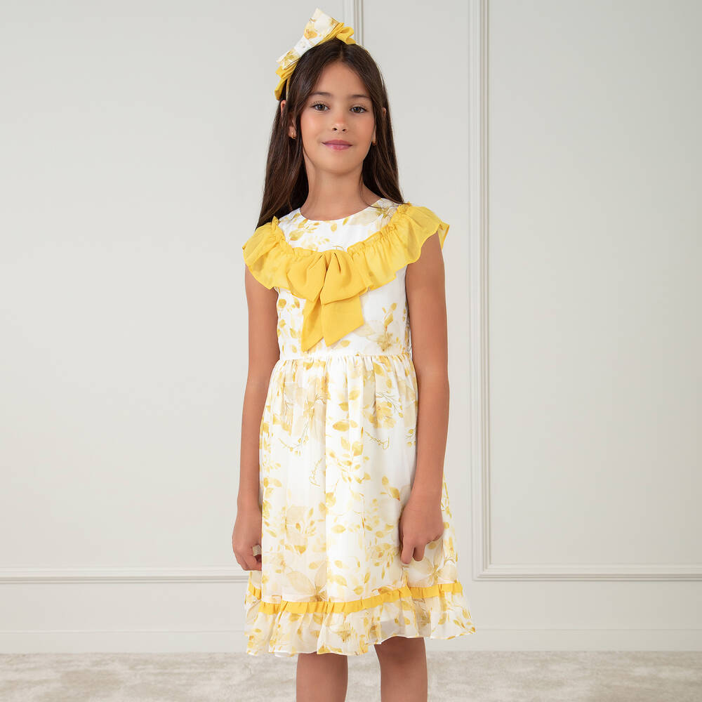 Patachou - Girls Ivory & Yellow Floral Print Dress | Childrensalon Outlet