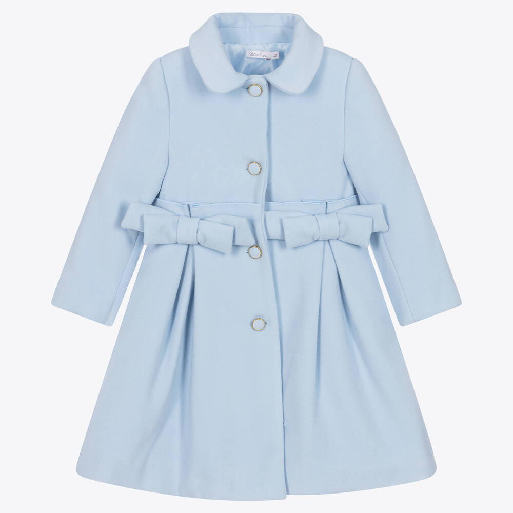 Patachou - Girls Pale Blue Felted Coat | Childrensalon