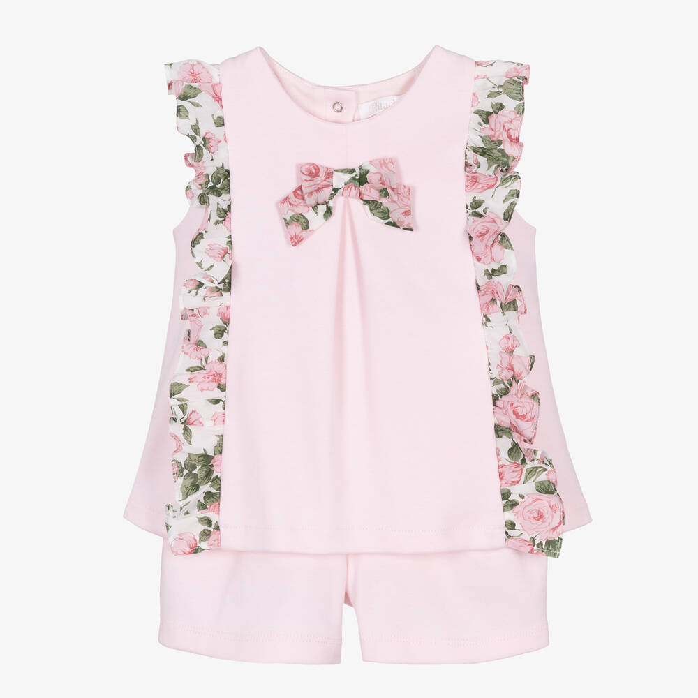 Patachou - Girls Pink Liberty Print Shorts Set | Childrensalon