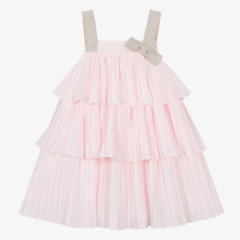 Patachou - Robe rose plissée en voile fille | Childrensalon