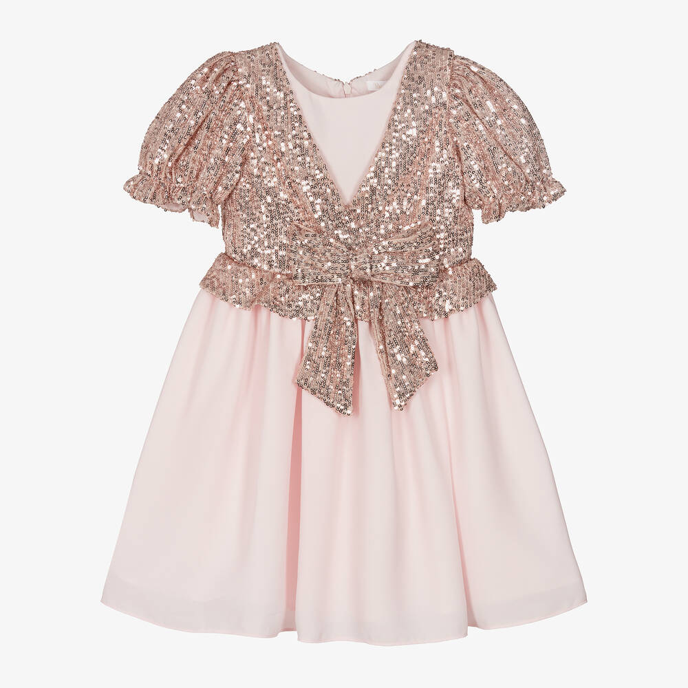 Patachou - Robe rose en mousseline à sequins | Childrensalon