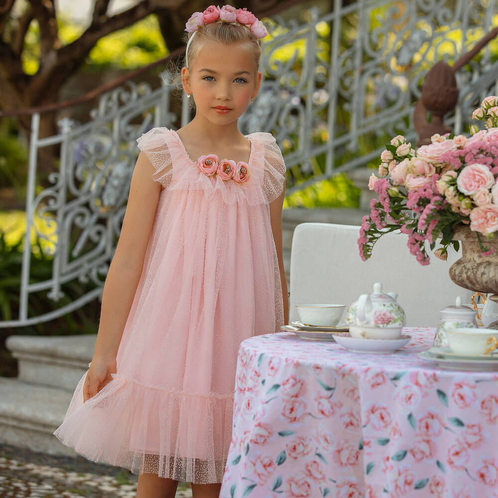 Patachou - Girls Pink Tulle Sleeveless Dress | Childrensalon Outlet