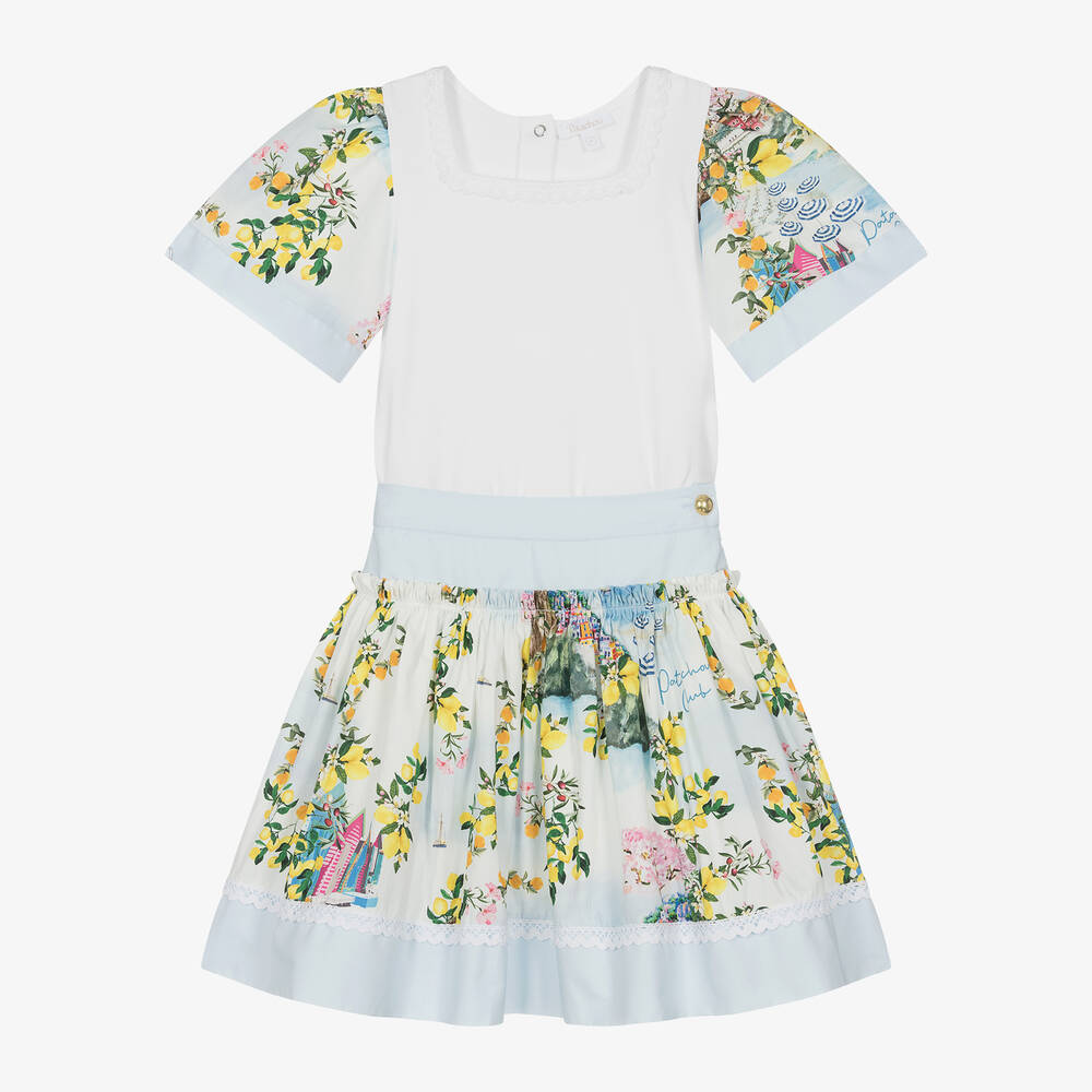 Patachou - Girls White Cotton Beach Club Skirt Set | Childrensalon