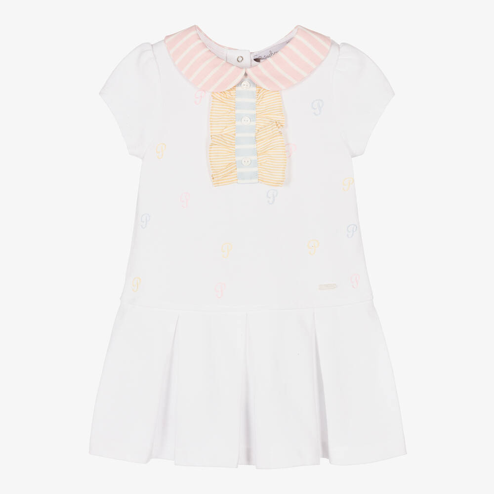 Patachou - Girls White Cotton Piqué Dress | Childrensalon Outlet