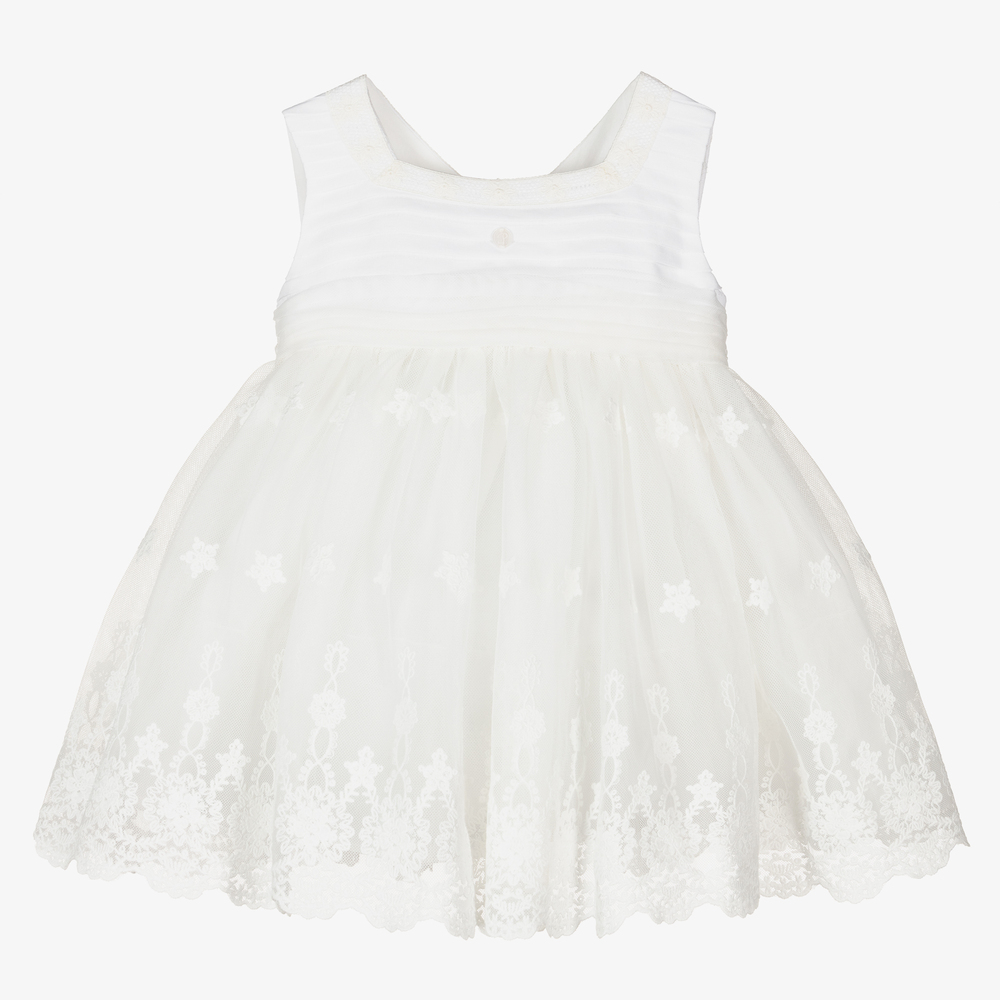 Patachou - Ivory Embroidered Tulle Dress | Childrensalon Outlet