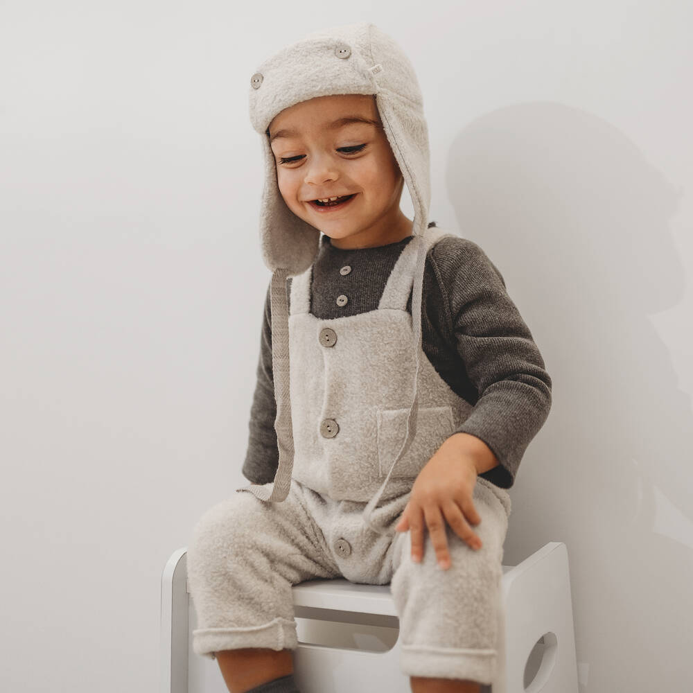 Paz Rodríguez - Boys Grey & Beige Dungaree Set | Childrensalon Outlet