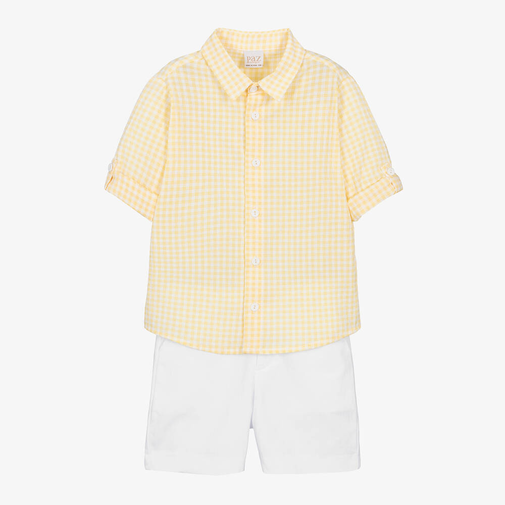 Paz Rodríguez - Boys Yellow & White Cotton Shorts Set | Childrensalon