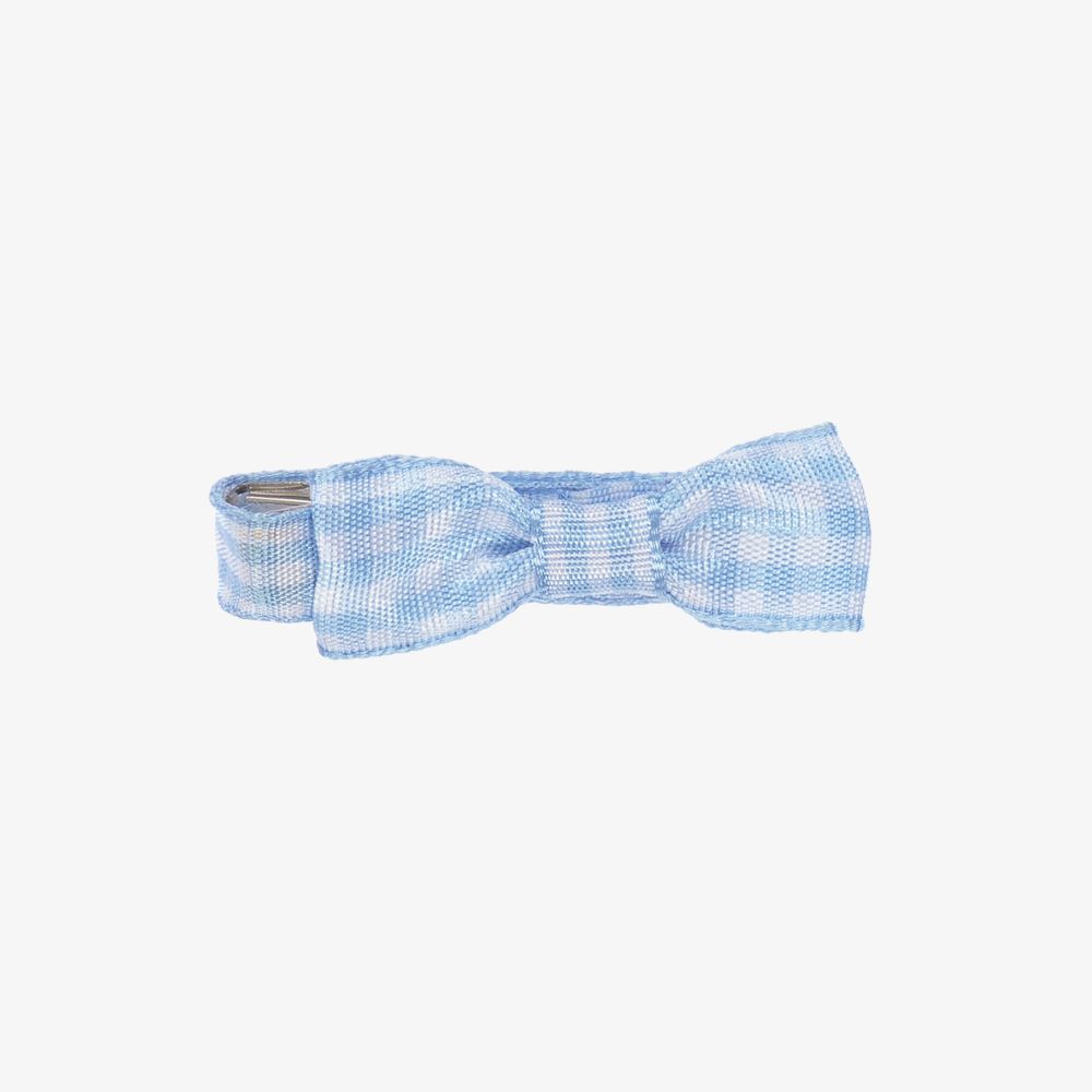 Peach Ribbons - Barrette nœud bleu vichy (4,5 cm) | Childrensalon