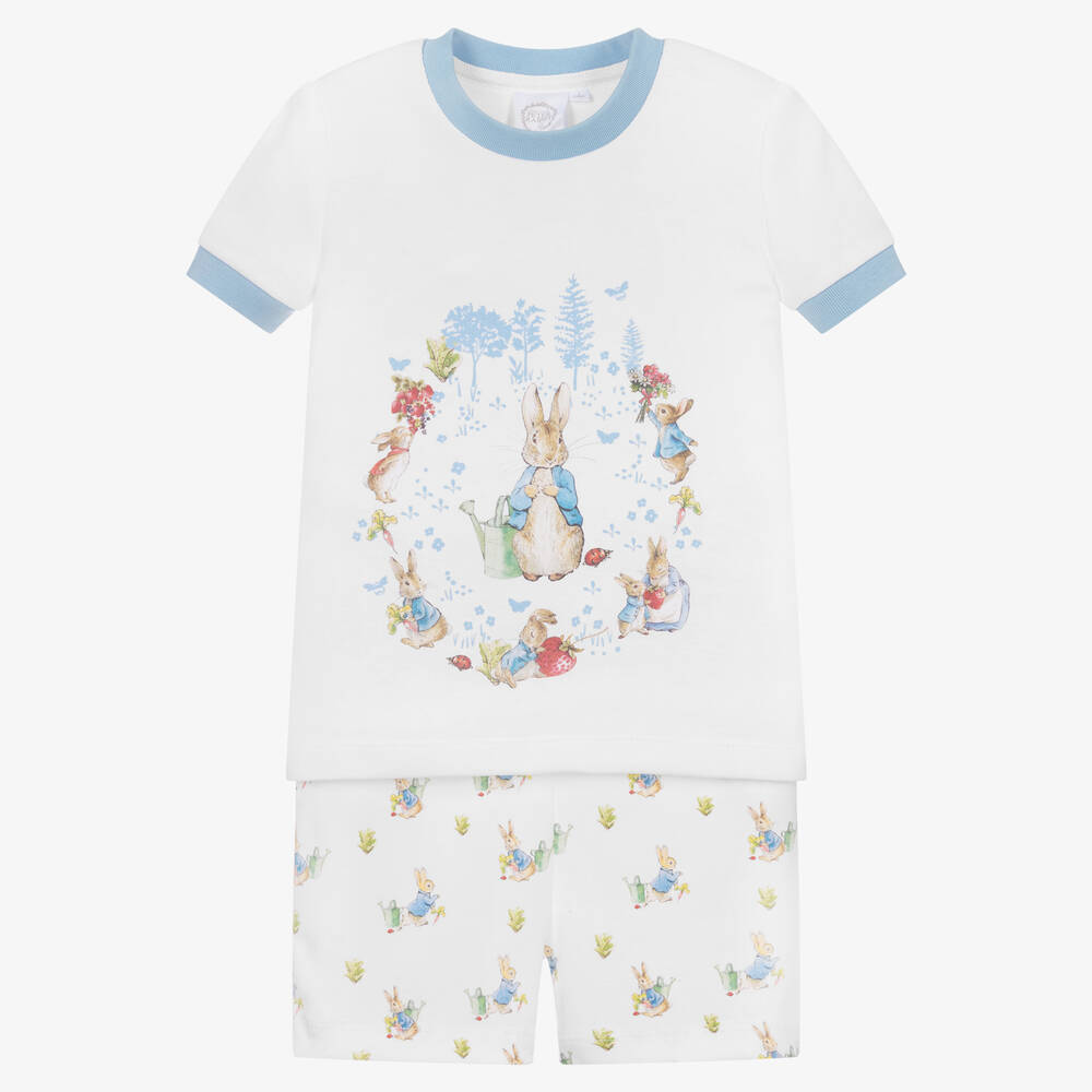 Peter Rabbit™ by Childrensalon - Бело-голубая короткая пижама из хлопка | Childrensalon