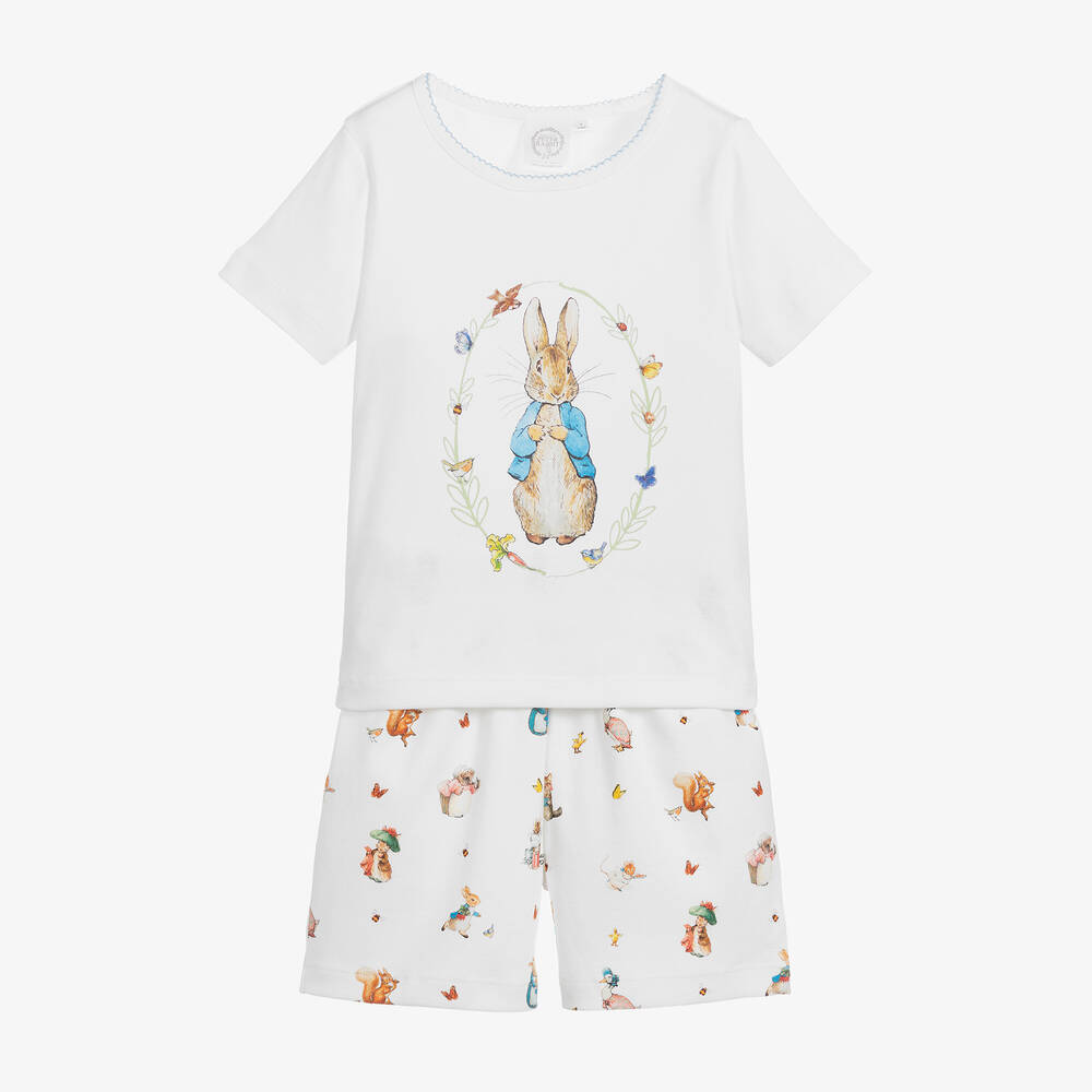Peter Rabbit™ by Childrensalon - Weißer kurzer Baumwoll-Schlafanzug | Childrensalon