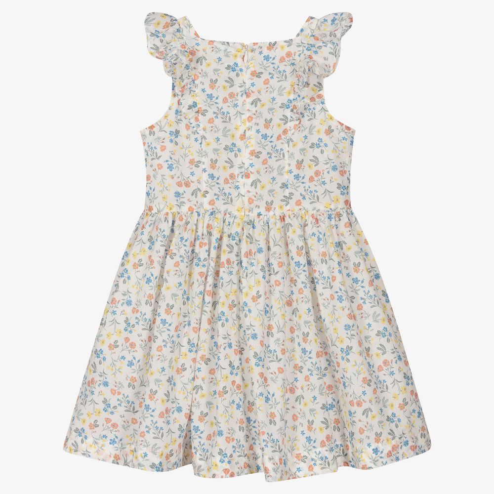 Petit Bateau - Girls Ivory Floral Dress | Childrensalon Outlet