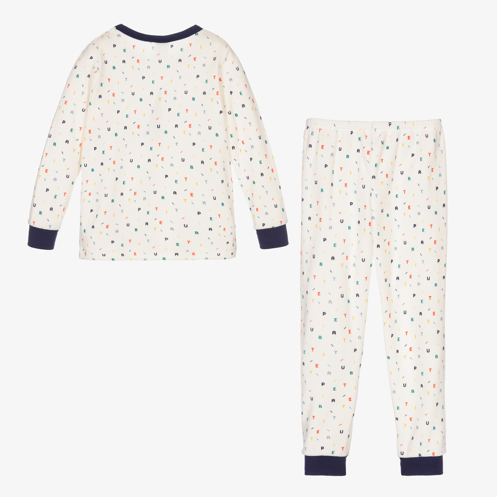 Petit Bateau - Ivory Cotton Velour Pyjamas