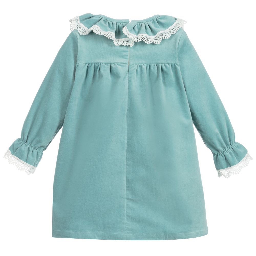 Phi Clothing - Aqua Green Velvet Dress | Childrensalon Outlet