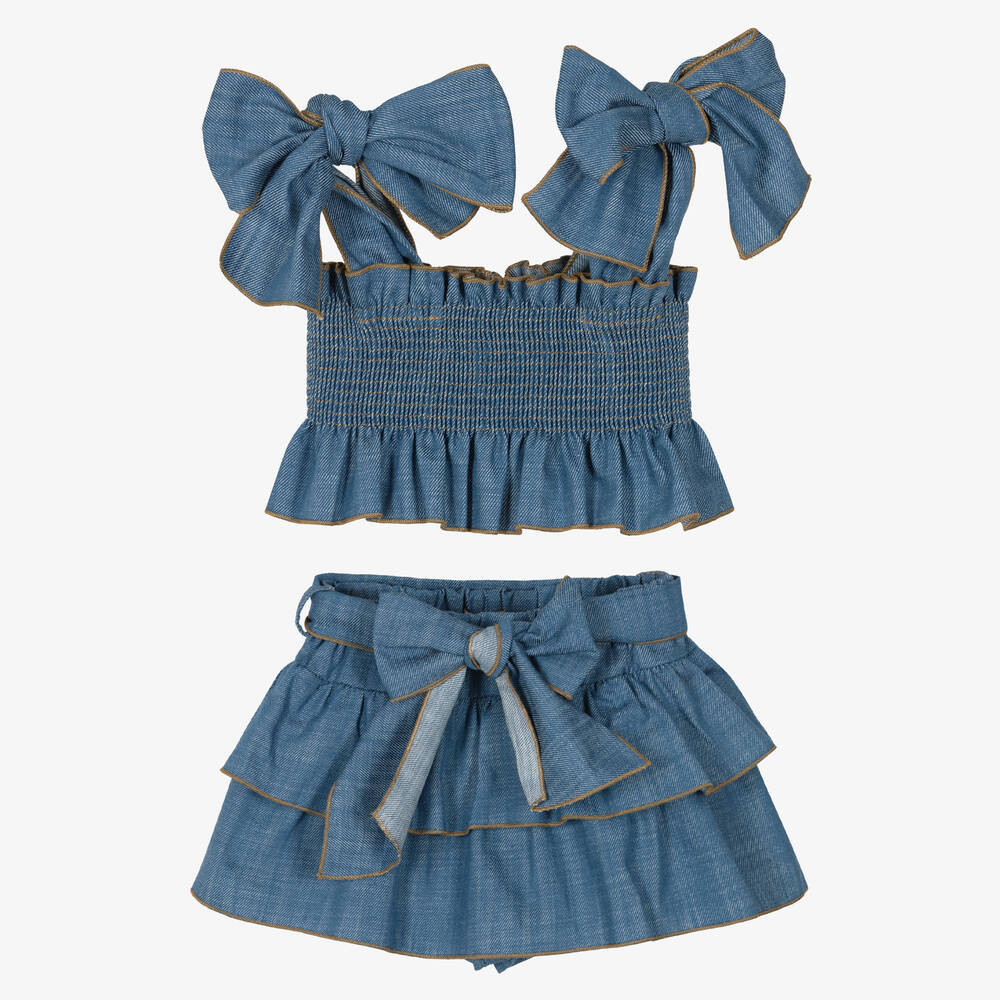 Phi Clothing - Jupe-short en chambray fille | Childrensalon