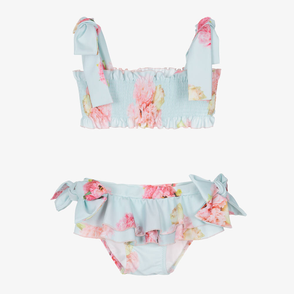 Phi Clothing - Girls Blue Floral Bikini | Childrensalon